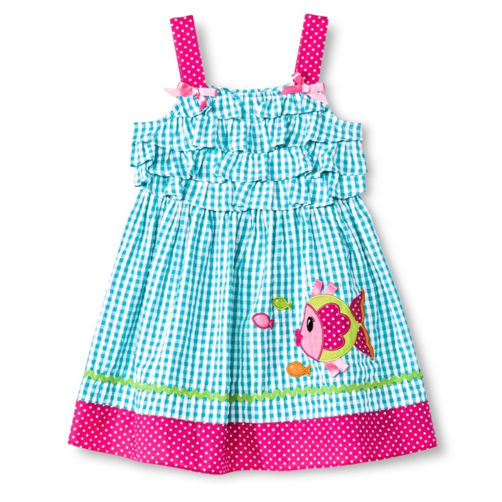 Katie M. Blue Gingham Fish Sundress Size 5T